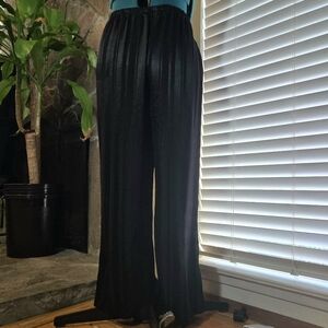 Zara Black Satin Wide Leg Flowy Glam Palazzo Pants